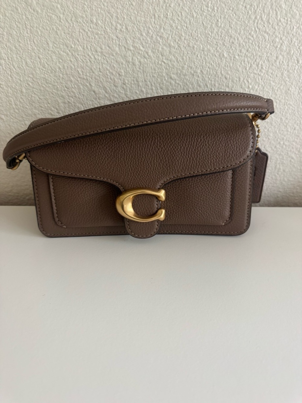 Coach Brown Pebbled Leather Tabby Crossbody with Gold 'C'